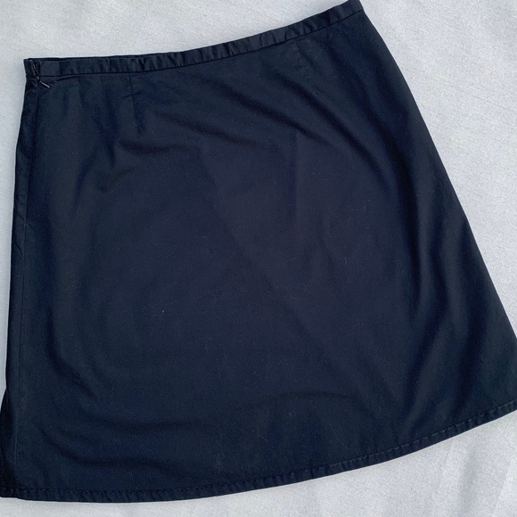 Black A-Line Skirt w/ Embroiderd Flower Detail - Picture 4 of 5